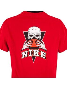 Nike Basketball T Shirt Mens Size Medium Red FRENZY Skull Skeleton Streetwear